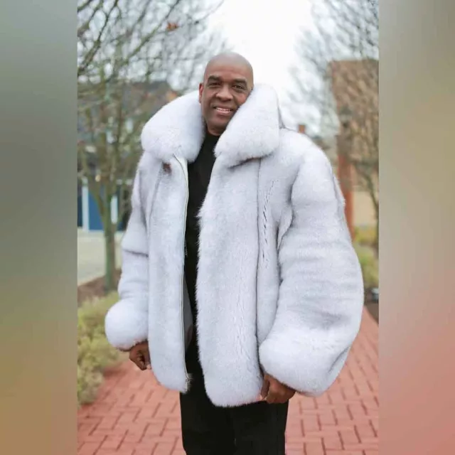 Warm Luxury lapel Collar Mens Real Fox Fur Bomber Jackets Genuine Fur Thick Coat