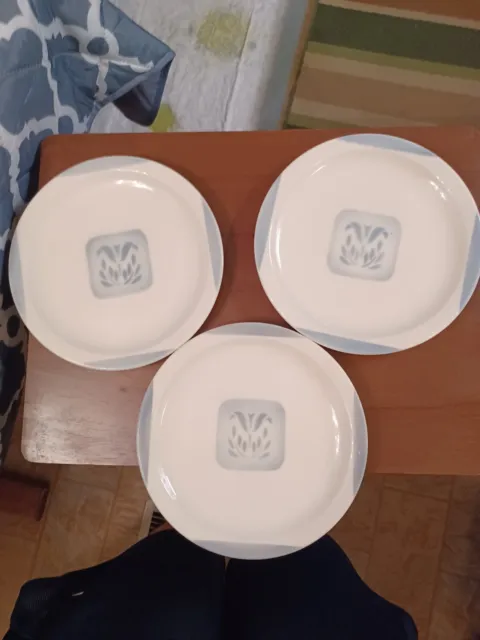 3 Syracuse China Cadet Dinner Plates 9" Gray Shadowtone Vtg Restaurant Ware