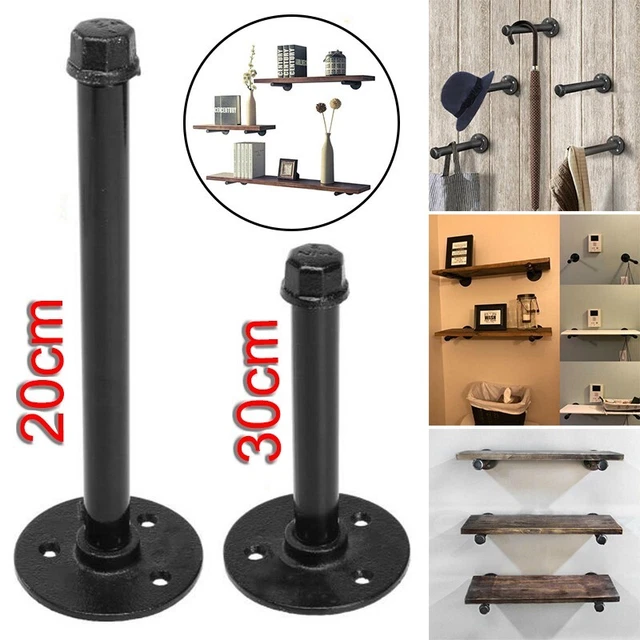 UK 2 Size Industrial Pipe Shelf Brackets Rustic Vintage Mount Furniture Wall DIY