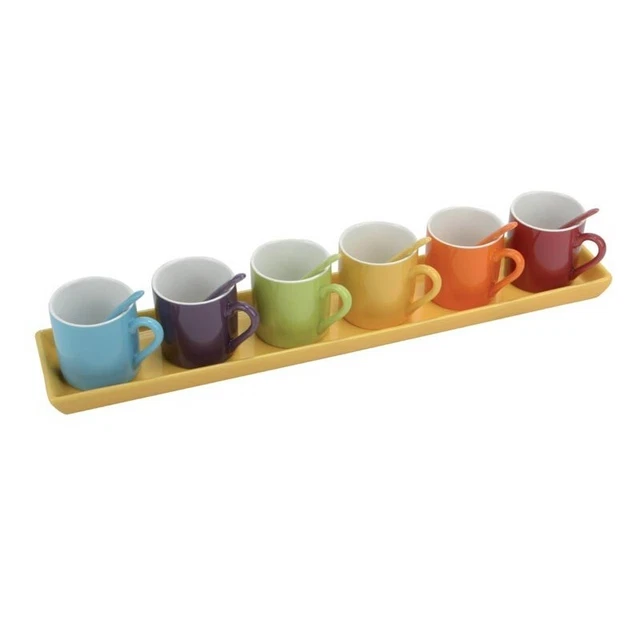 Lot de 6 Tasses & Plateau "Colorama" 9cl Multicolore