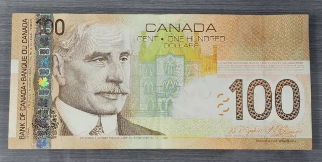 2004 Banknote $100 Dollar Bill Bank of Canada Jenkins / Dodge EJV7351000