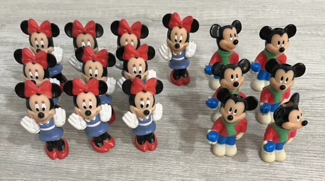 Vintage Lot Of 14 - Minnie & Mickey Mouse PVC Figure Disney 3” Cake Toppers