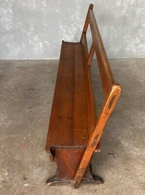 Antique Church Bench - Reclaimed Church Bench With Moveable Back - Old Pew Seat 3