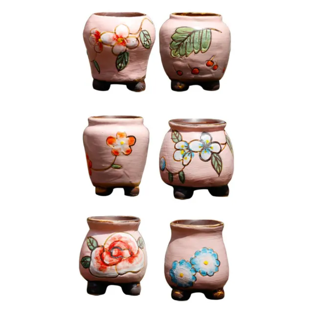6 Pcs Ceramic Succulent Flower Pot Small Containers Flowerpot