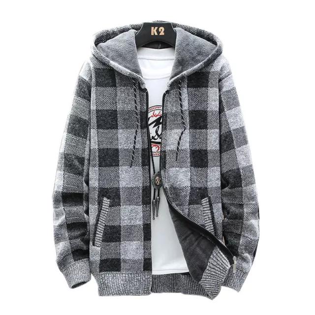 Men Thick Warm Fleece Lined Hooded Hoodie Winter Zip Up Coat Jacket Sweatshirt 10