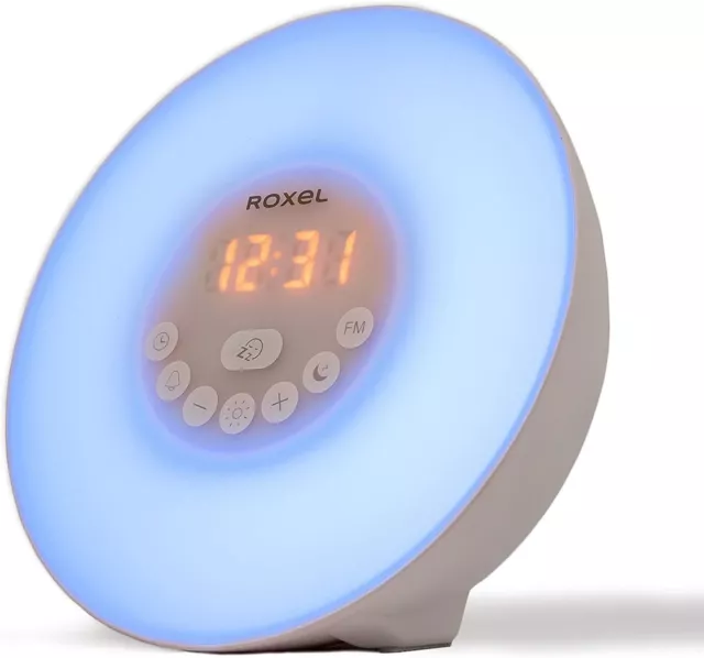 Roxel Sunrise Sunset Alarm Clock with FM Radio and Colour Change Simulation