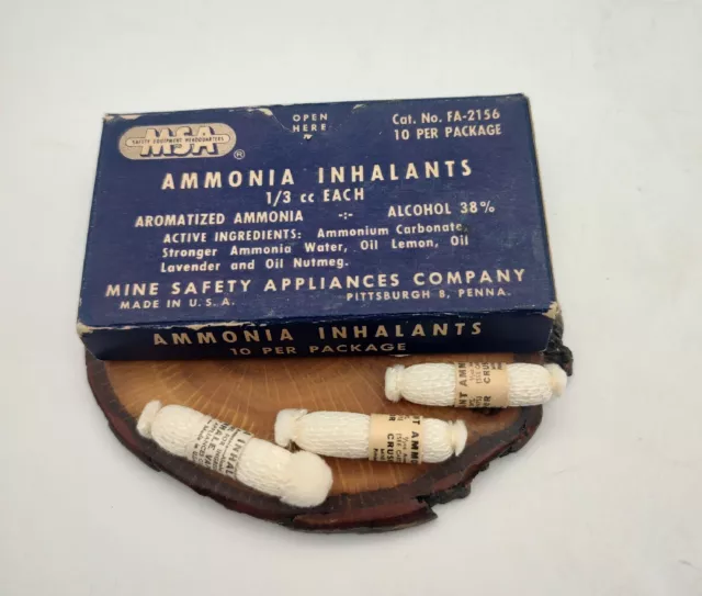 Vntage MSA Ammonia Inhalants box (unused/ 3 inhalants) Advertising