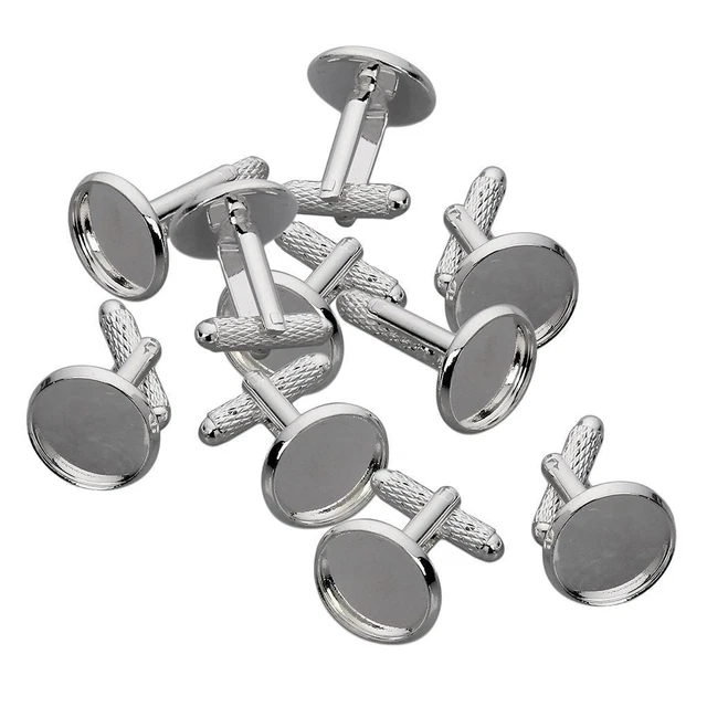 Ajustes de cameo redondo en blanco de 12 mm placa de plata 10 un.