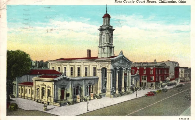 Vintage Postcard 1944 Ross County Court House Building Chilicothe Ohio OH