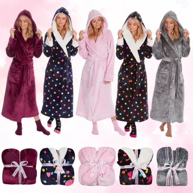 Jianghuo Ladies Dressing Gown Fluffy Super Soft Hooded Bathrobe For Women  Plush Fleece Perfect Loungewear Long Robe Gifts For Women,xl | Fruugo NZ