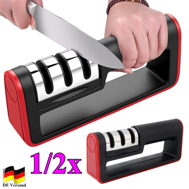 1 - 2 affilacoltelli premium con 3 stadi ceramica diamante acciaio smerigliatrice per coltelli