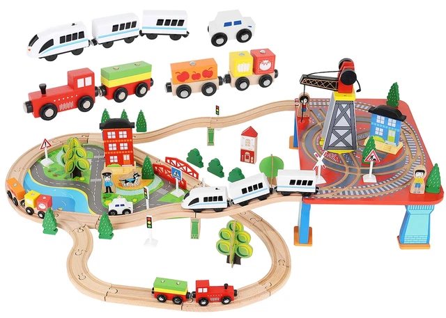 HOTUT 26 Pièces Set D’Extension De Rails De Train – Blocs De Construction Ville, Courbes Et Droites, Compatible Avec Les Grandes Marques