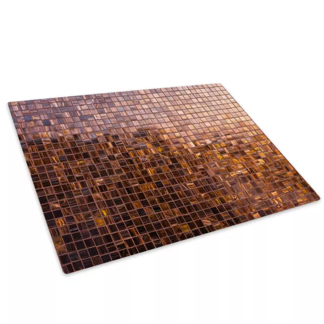 Retro Brown Squares Glass Chopping Board Kitchen Worktop Saver Protector