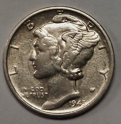 1945 Mercury Head Silver Dime Grading in the XF /AU Range Nice Uncleaned Coins