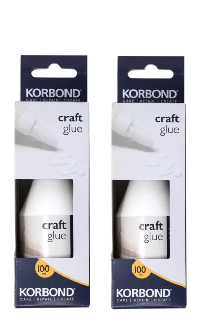 2 x KORBOND Fabric Craft Glue 2 x 100ml Water Based Adhesive 110621