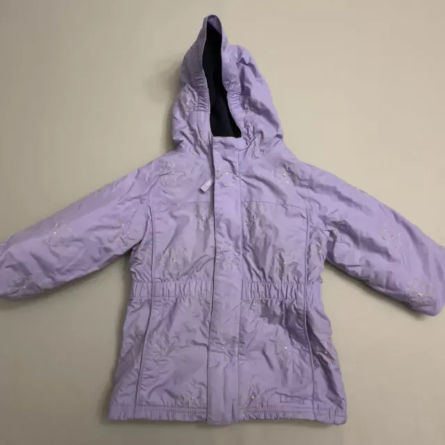 L.L. Bean Jacket Floral Embroidered  Toddler Girls 3T Hooded Zip Up Light Purple