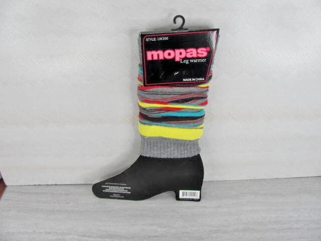 Mopas Leg Warmer: Style LW200 gray with vibrant stripes-made in china