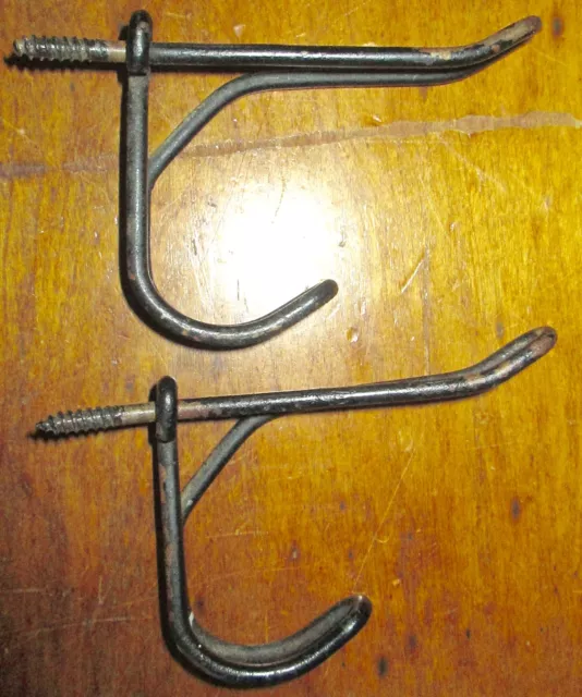 Vintage Antique Lot of 2 Bent Metal Coat Hooks