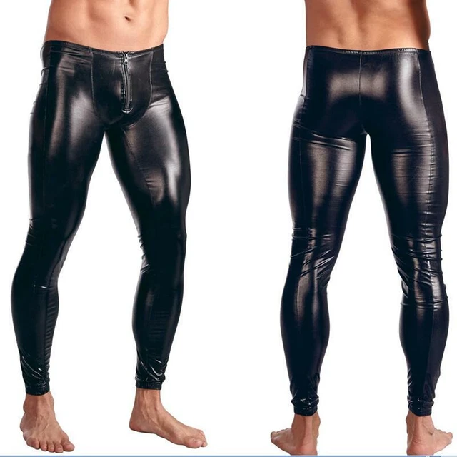 SEXY MENS FAUX Leather Tight Pants Man Leggings fetish PVC Long