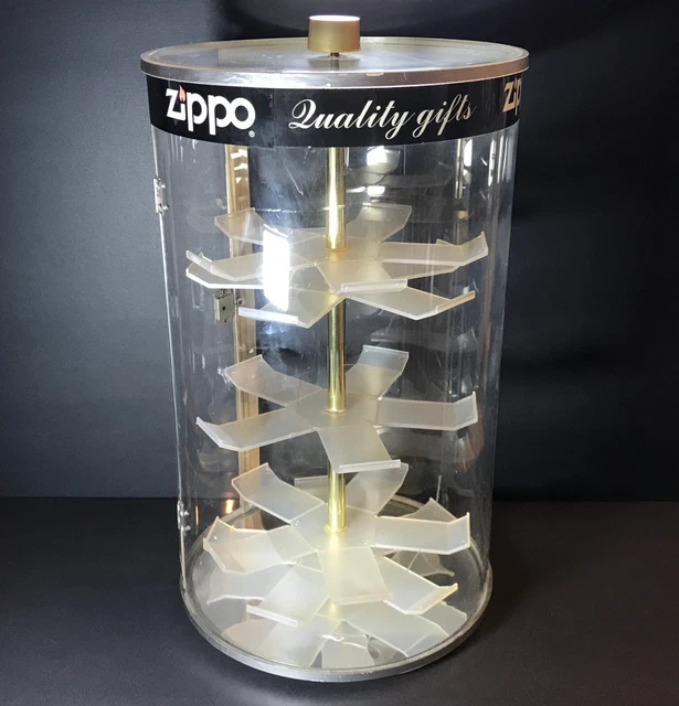 VTG ZIPPO RETAIL Store Display Case Mechanical Rotating Case Grimm Ind