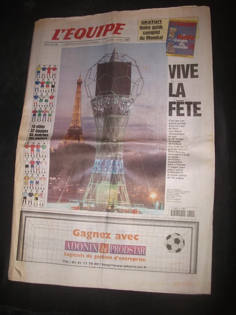 L'Equipe Coupe du Monde Football Tour Eiffel Vive la Fête Mardi 9 Juin