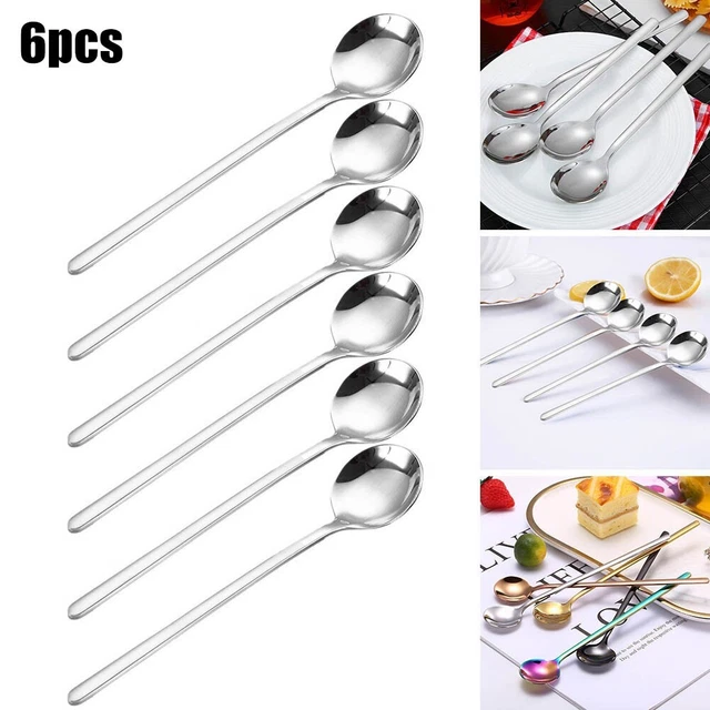 Paquete de 6 cucharas yogur cocina mango largo postre herramienta profesional