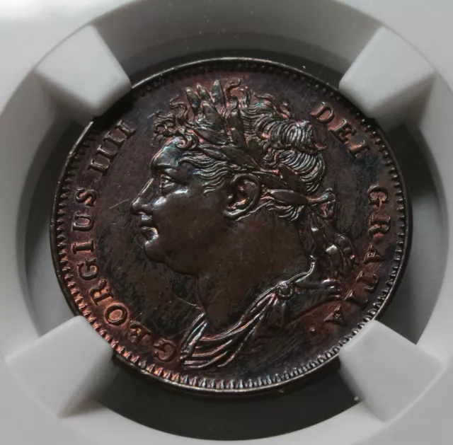 GREAT BRITAIN England Farthing 1/4 penny 1826 NGC UNC Details George IV Draped