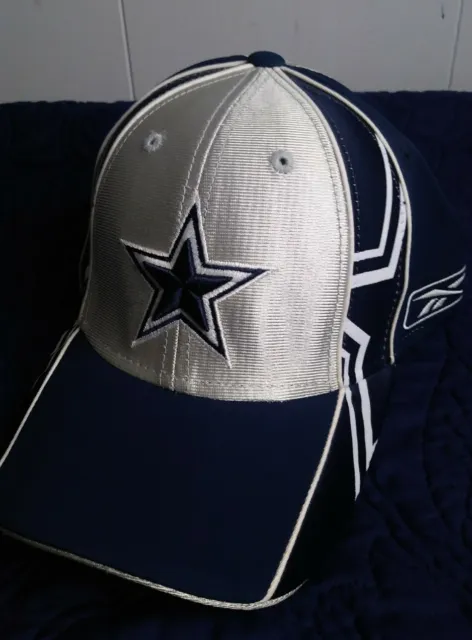 Vintage Dallas Cowboys Reebok Flex Fitted Metallic Star Hat Cap Embroidered