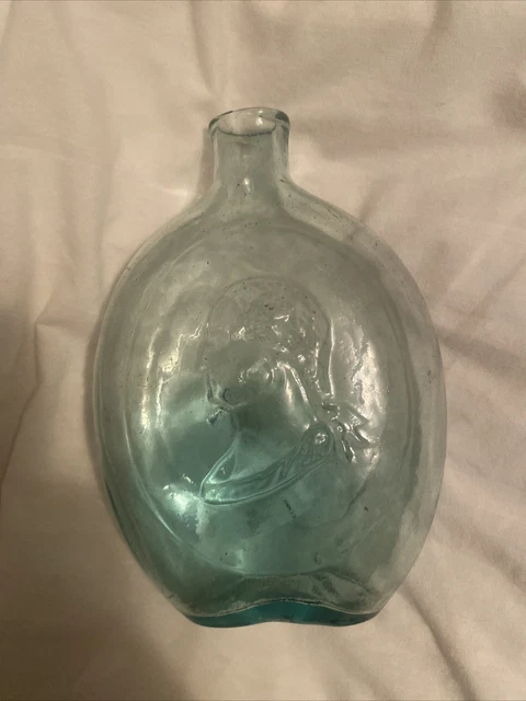 Scarce Washington/Taylor Historical Flask Antique Bottle Aqua Pontiled Pontil