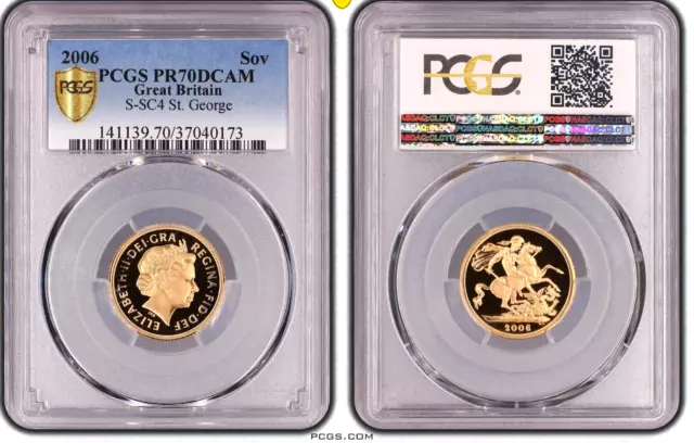 2006 Gold Sovereign Proof PR70 DCAM PCGS Great Britain Some Spots