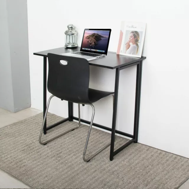 Folding Office Desk Table Black Wooden Computer Home Study Laptop 24HR Delivery