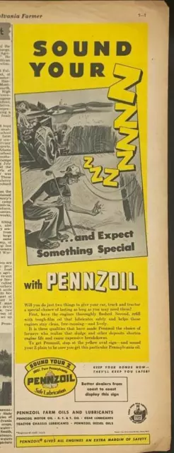 Magazine Ad* - 1945 - Pennzoil - World War 2