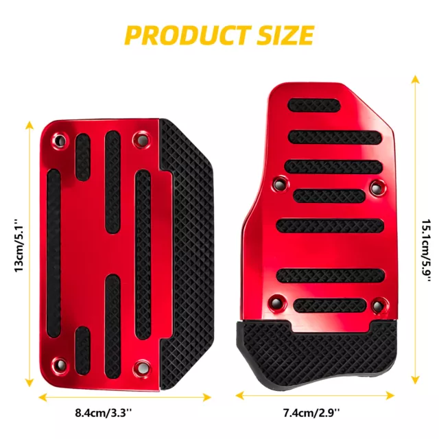 Universal Non Slip Automatic Gas Brake Foot Pedal Pad Cover Red Car Accessories, 2