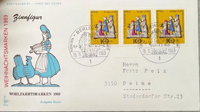Weihnachtsmarken  Zinnfigur  1969 Bundesrepublik  Ersttagsbrief
