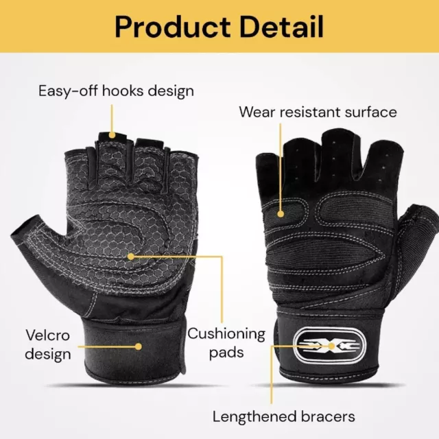 1 Pair Half Finger Sports Gloves Bicycle Bike Anti-Slip Cycling Gloves Men Women 3