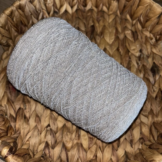 Fil à Tricoter Coton/laine - 350g - 460m/100g - Cône Argenté/gris - Aiguille 4