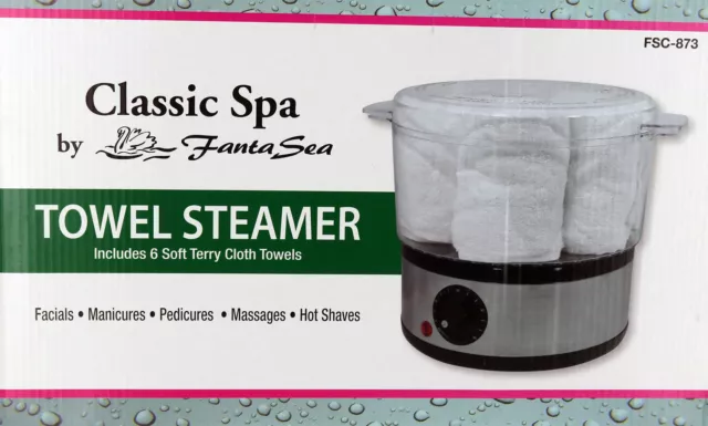 Classic Spa Towel Steamer with 6 Soft Terry Towels by Fanta Sea