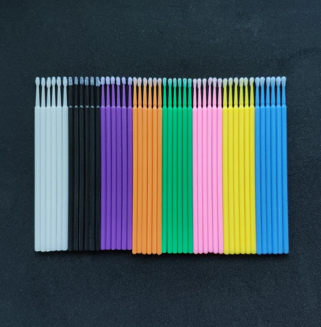 100pcs Dental Disposable Micro Applicators Brush Mixed Sticks Bendable 8 Colors
