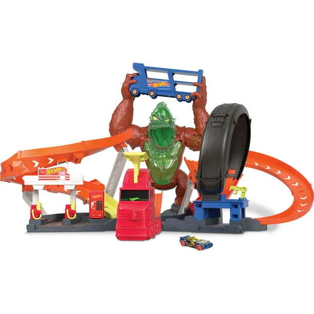Hot Wheels City Toxic Gorilla Slam Playset & 1:64 Scale Toy Car with Lights & So
