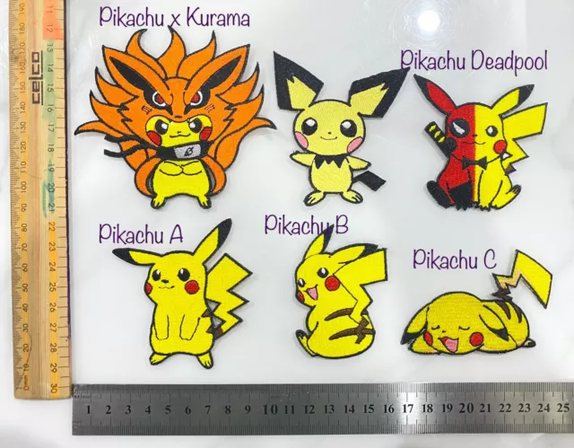 1 Pc Embroidered Pokemon Pikachu Eevee Patch Cloth Iron On Applique Craft Sewing