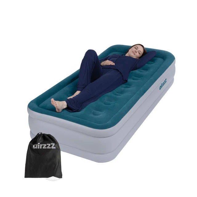 Single Inflatable High Raised Air Bed Mattress Airbed W Built In Electric Pump