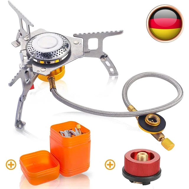 Campingkocher mit Piezozündung,3500W Klein Gaskocher,Faltbar Camping Kocher DHL
