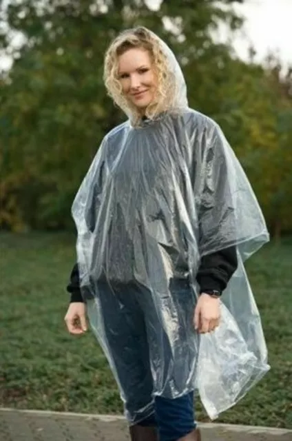 Unisex Rain Cover Coat / Poncho Clear Plastic Disposable Rain Coat Hoodie/Hat