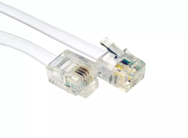 GC1087 1 Metre white rj11 to rj11 adsl modem cable lead 6p4c