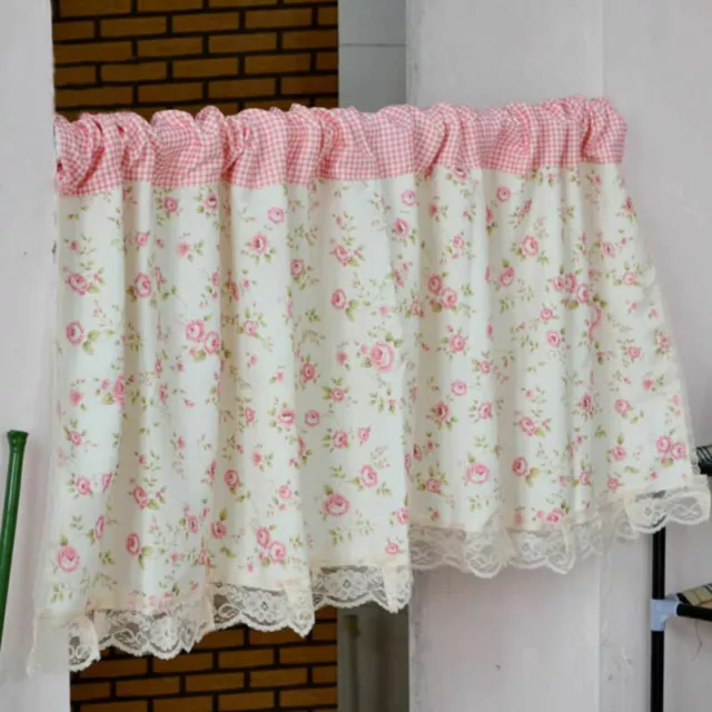 Window Drape Lace Country Sheer Valance Door  Plaid Curtain Panel Rod Pocket