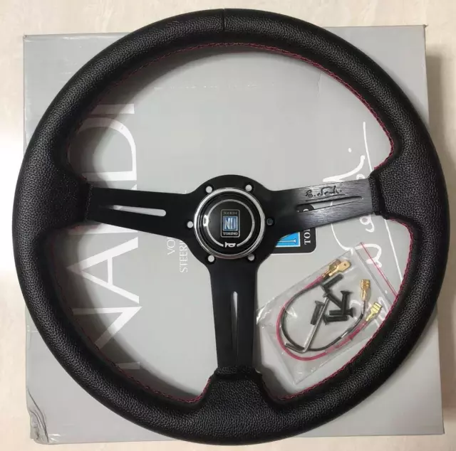 Nardi Competition Steering Wheel - 350mm - Black Leather / Black Classic Horn