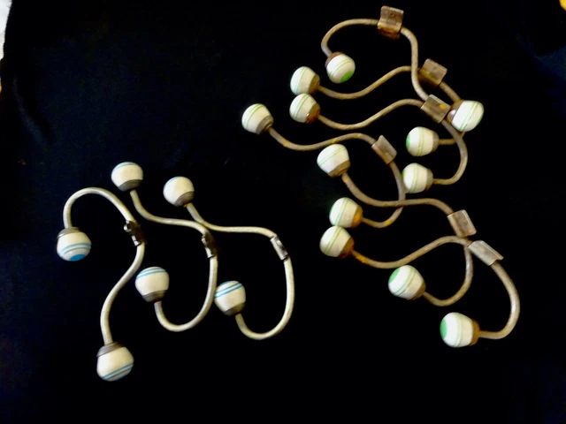 Vintage French Hooks Antique Decor Green Blue Hat Coat Porcelain