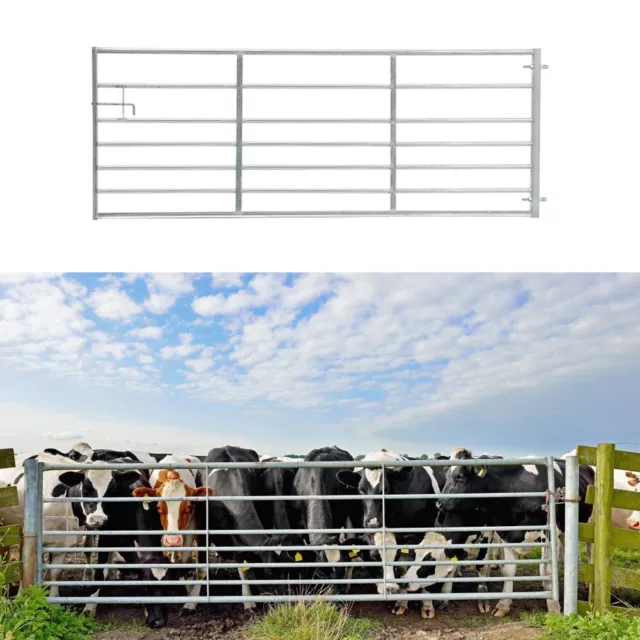 7 Cross Bar Galvanised Steel Field Farm Security Gate Dog Lamb 3/4/6/8/9/10/12ft