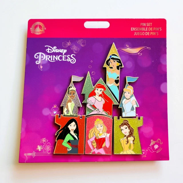 DISNEY PRINCESS FANTASYLAND Castle 7 Piece Pin Set 2022 Belle Tiana