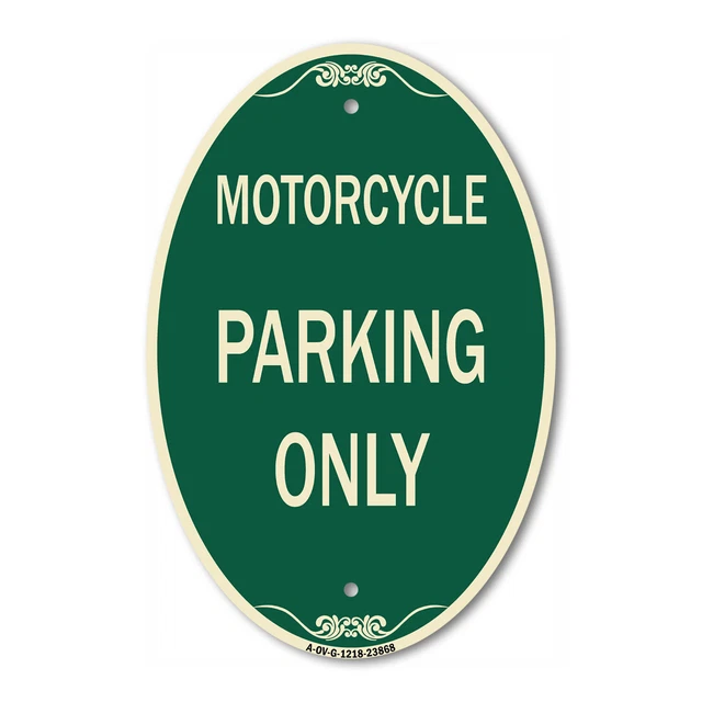 SignMission Designer Series Sign - Motorcycle Parking Only 12" x 18" Metal Sign